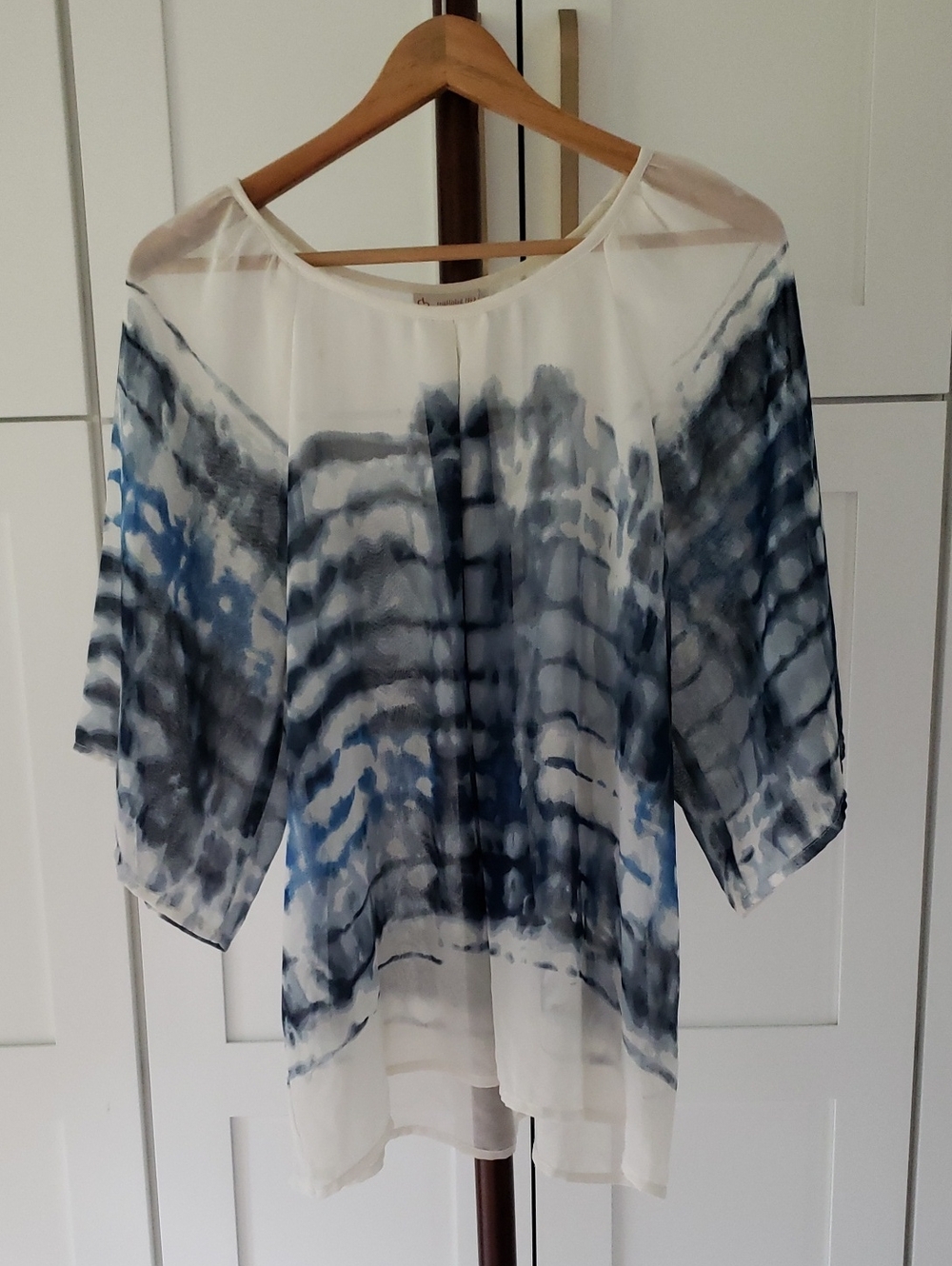 Sheer Blue Tie-Dye Tunic Top by